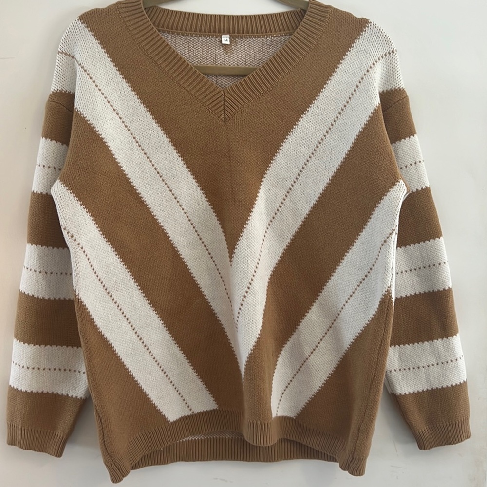 Chic Knit Pullover Sweaters Tunic Tops Leopard Striped Warm Soft Winter